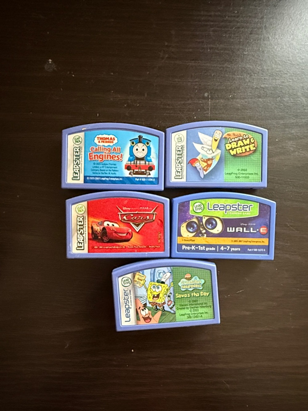 LeapFrog Leapster Learning Games  Lot - 5  Thomas,, cars, walle, SpongeBob, draw